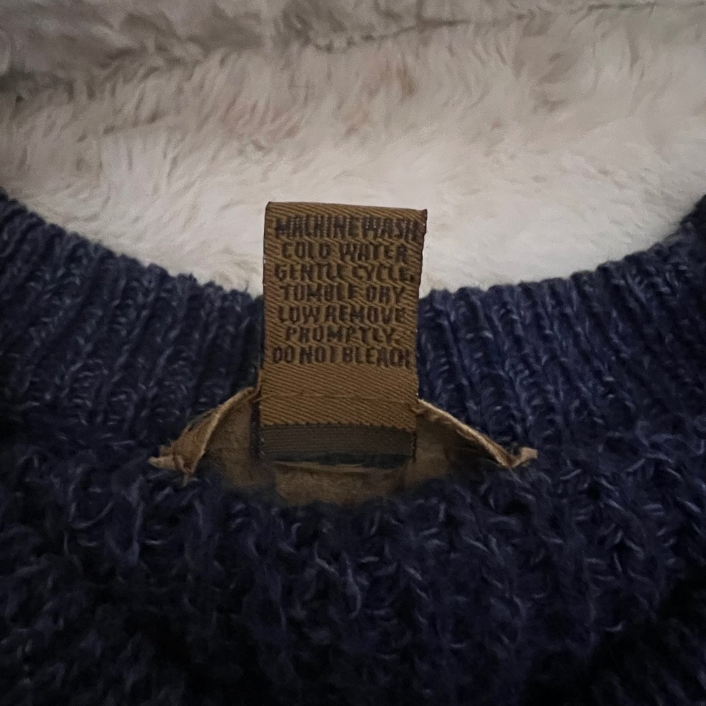 Red Head Men's Blue Knit Cotton Henley Fisherman Sweater Sz L Vintage Y2K Casual - Picture 9 of 12